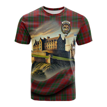 Tartan Vibes Clothing Drummond Tartan Family Crest Cotton T-shirt with Scottish Ancient Castle Style
