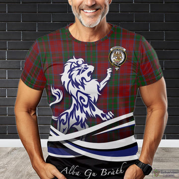 Drummond Tartan T-Shirt with Alba Gu Brath Regal Lion Emblem