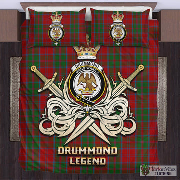 Drummond Tartan Bedding Set with Clan Crest and the Golden Sword of Courageous Legacy