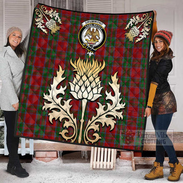Drummond Tartan Quilt with Family Crest and Golden Thistle Style