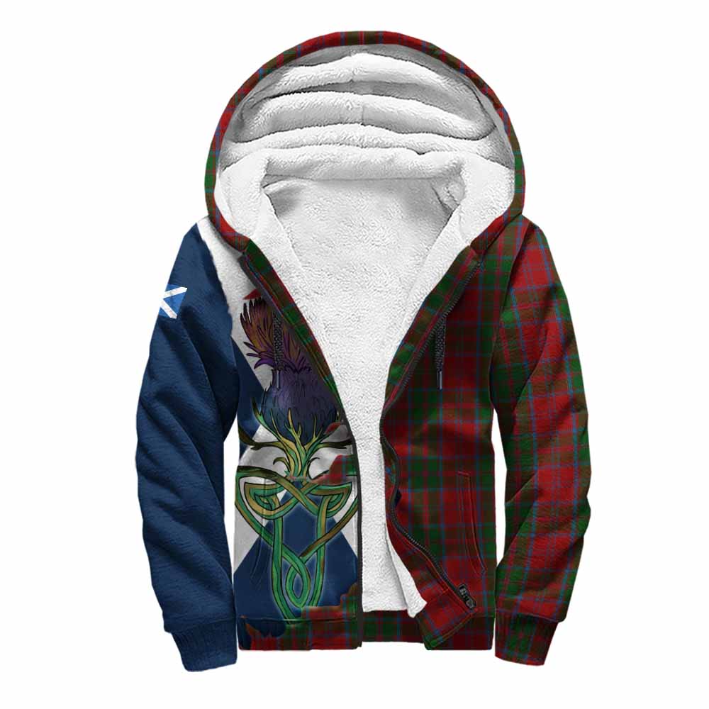 Tartan Vibes Clothing Drummond Tartan Family Crest Sherpa Hoodie Scottish Thistle Celtic Inspired