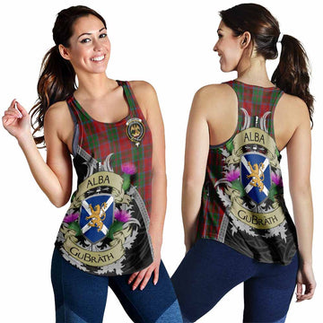Tartan Vibes Clothing Drummond Tartan Family Crest Women's Racerback Tanks Lion Rampant Royal Thistle Shield Celtic Inspired