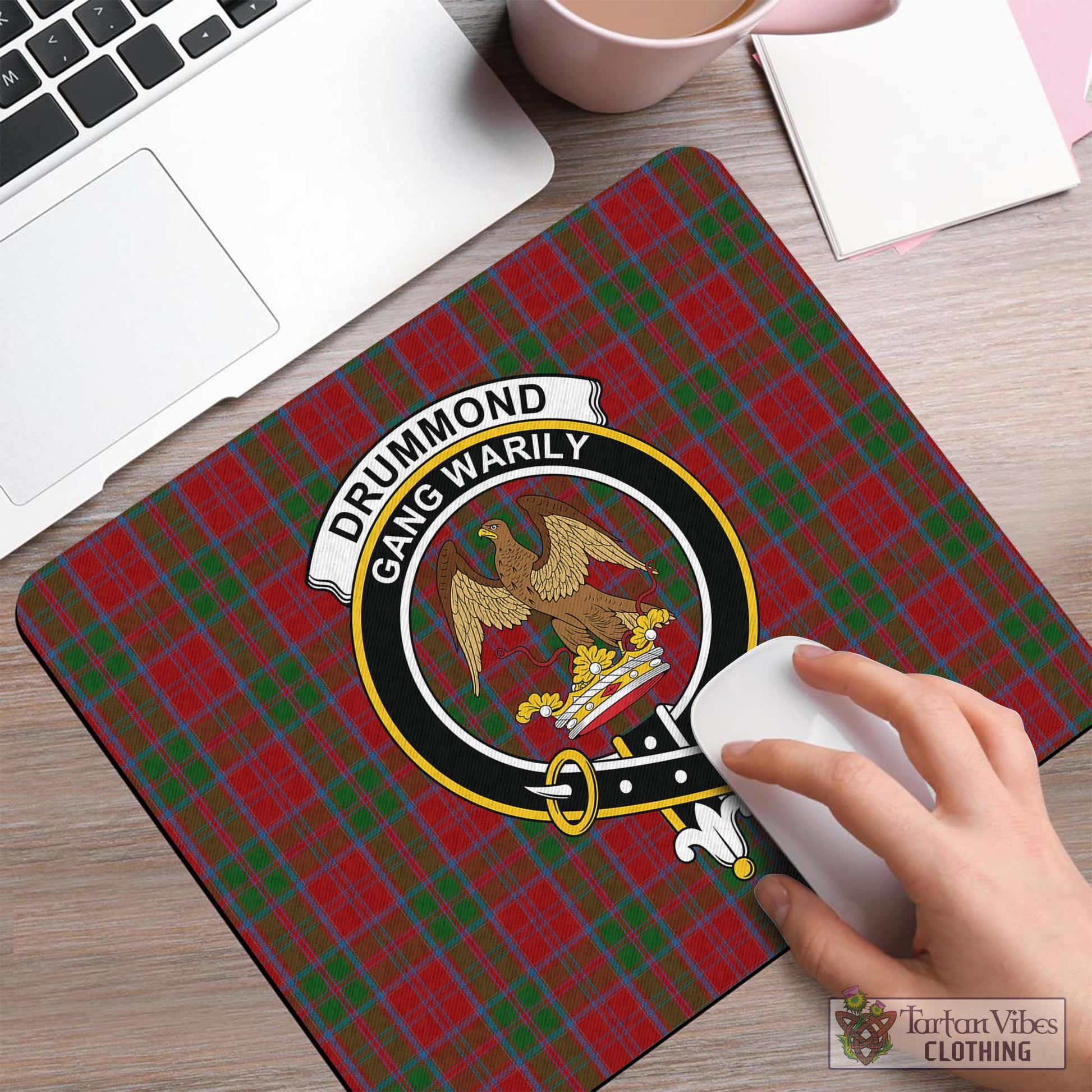 Tartan Vibes Clothing Drummond Tartan Mouse Pad with Family Crest