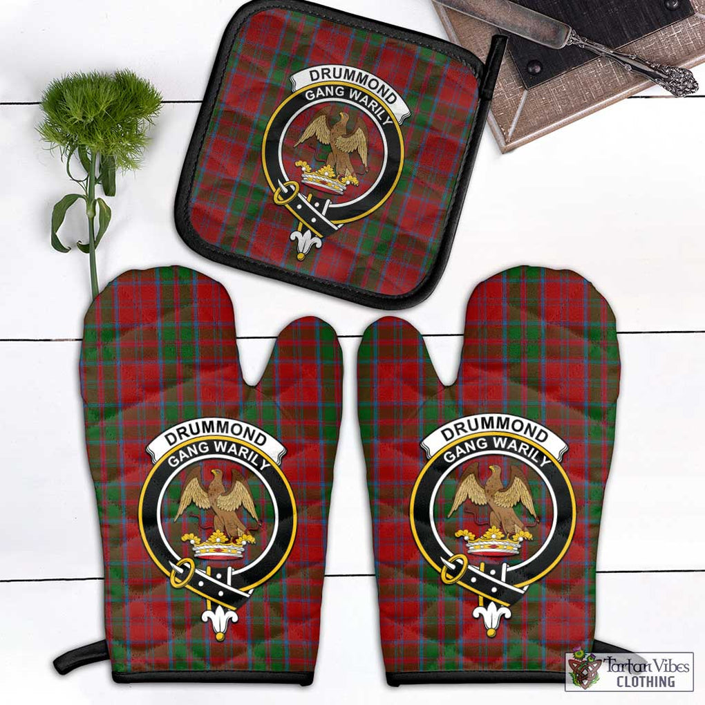 Drummond Tartan Combo Oven Mitt & Pot-Holder with Family Crest Combo 1 Oven Mitt & 1 Pot-Holder Black - Tartan Vibes Clothing