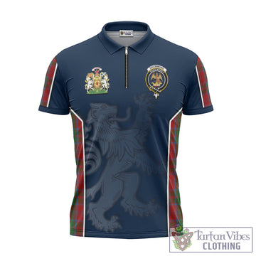 Drummond Tartan Zipper Polo Shirt with Family Crest and Lion Rampant Vibes Sport Style