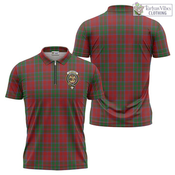 Drummond Tartan Zipper Polo Shirt with Family Crest