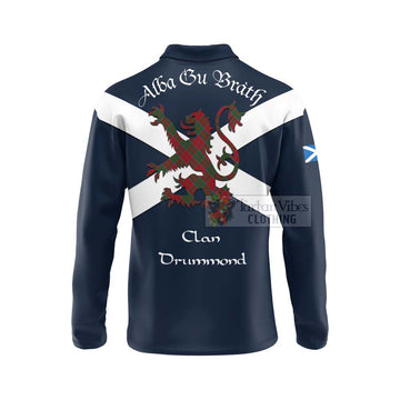 Tartan Vibes Clothing Drummond Tartan Lion Rampant Long Sleeve Polo Shirt – Proudly Display Your Heritage with Alba Gu Brath and Clan Name