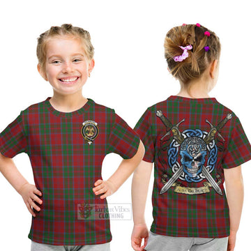 Tartan Vibes Clothing Drummond Tartan Kid T-Shirt with Family Crest Celtic Skull Style