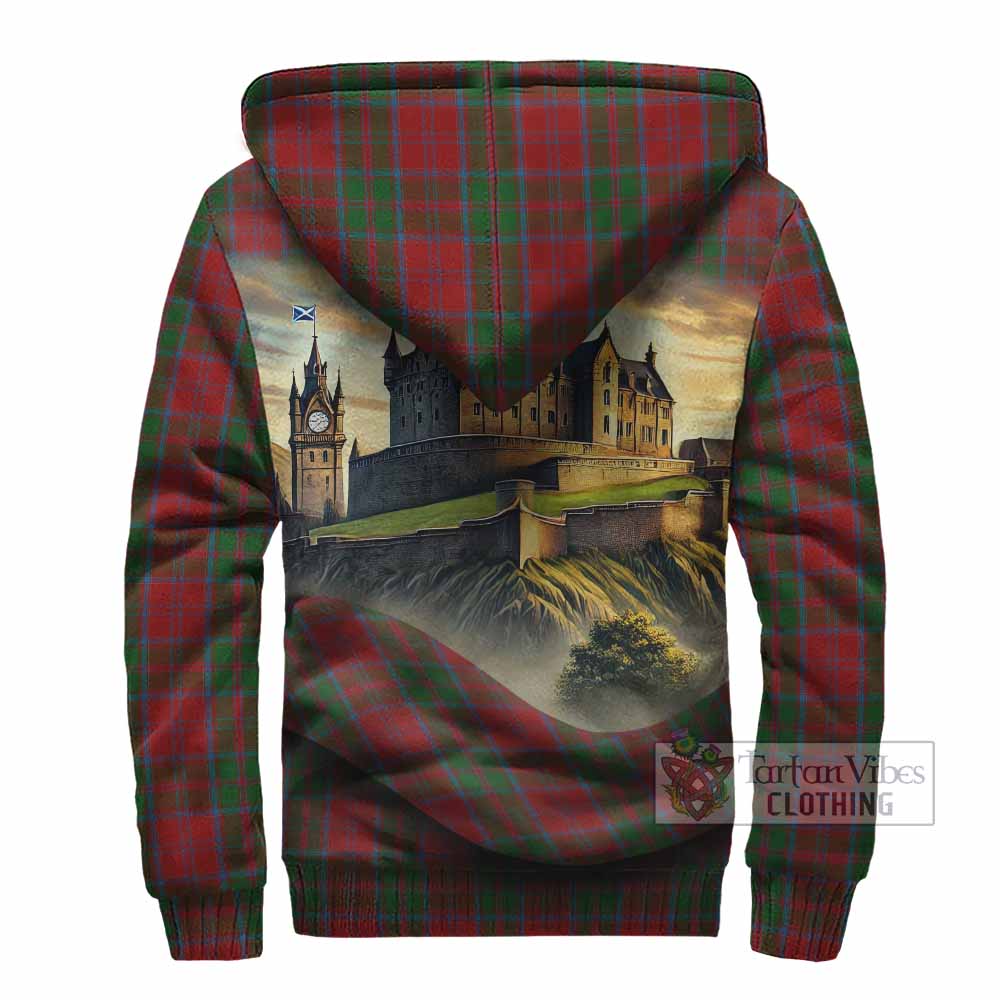 Tartan Vibes Clothing Drummond Tartan Family Crest Sherpa Hoodie with Scottish Ancient Castle Style
