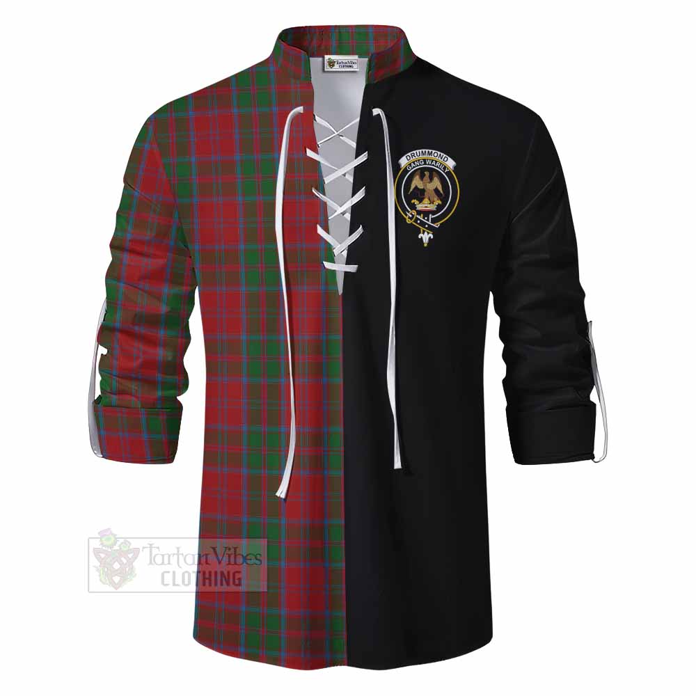 Tartan Vibes Clothing Drummond Tartan Ghillie Kilt Shirt with Family Crest and Half Of Me Style