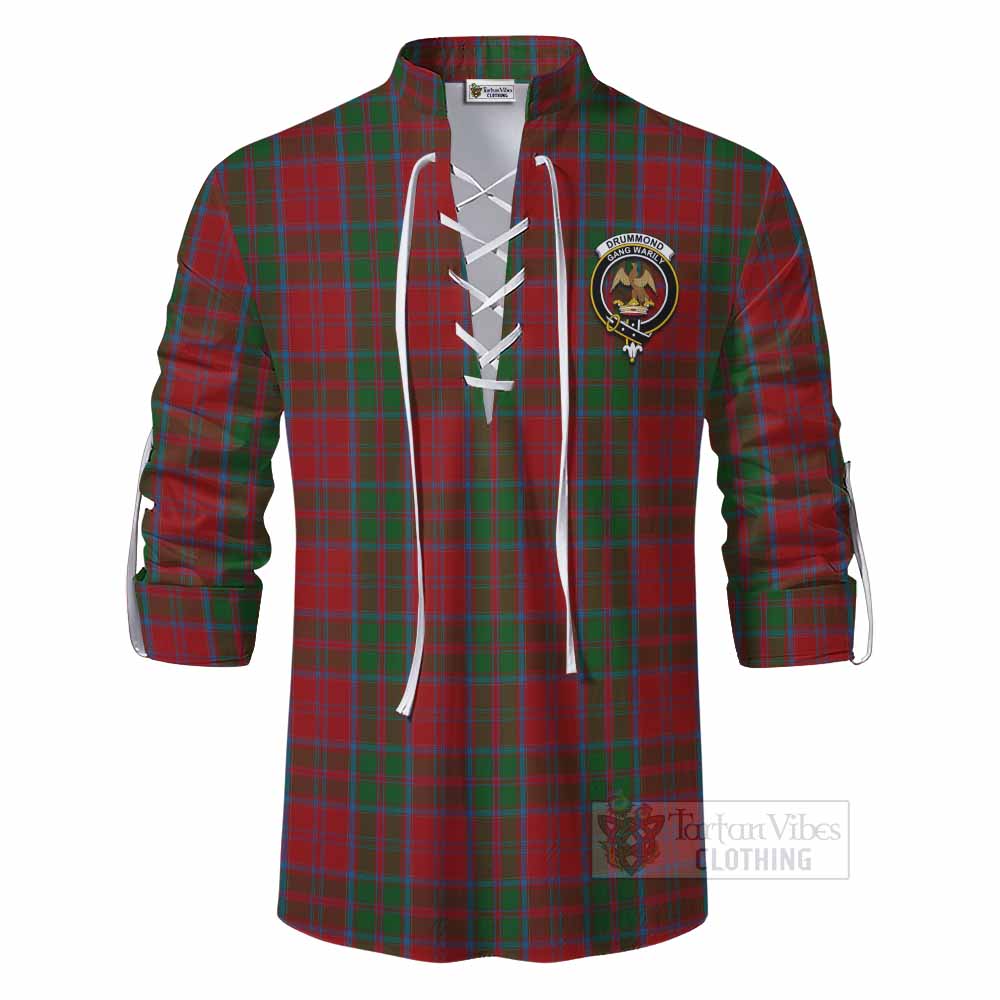 Tartan Vibes Clothing Drummond Tartan Ghillie Kilt Shirt with Family Crest DNA In Me Style