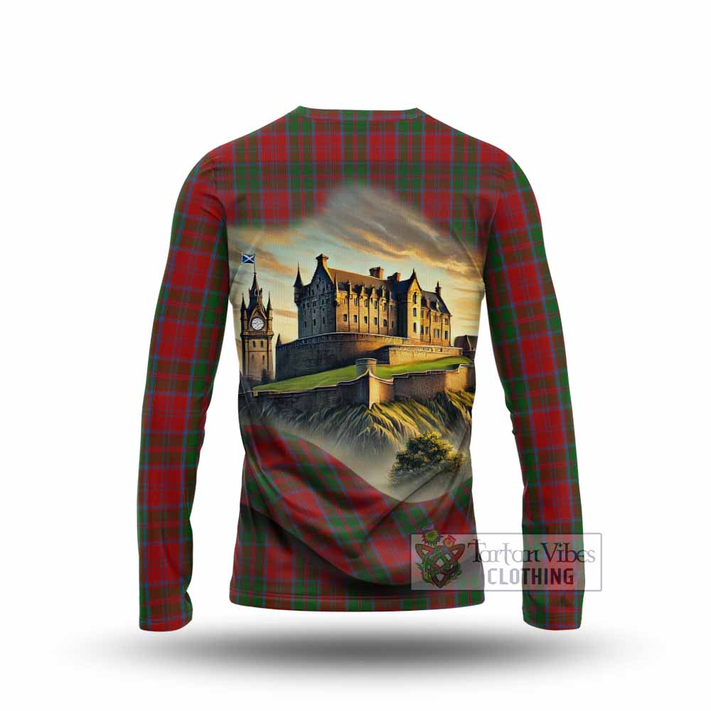 Tartan Vibes Clothing Drummond Tartan Family Crest Long Sleeve T-Shirt with Scottish Ancient Castle Style