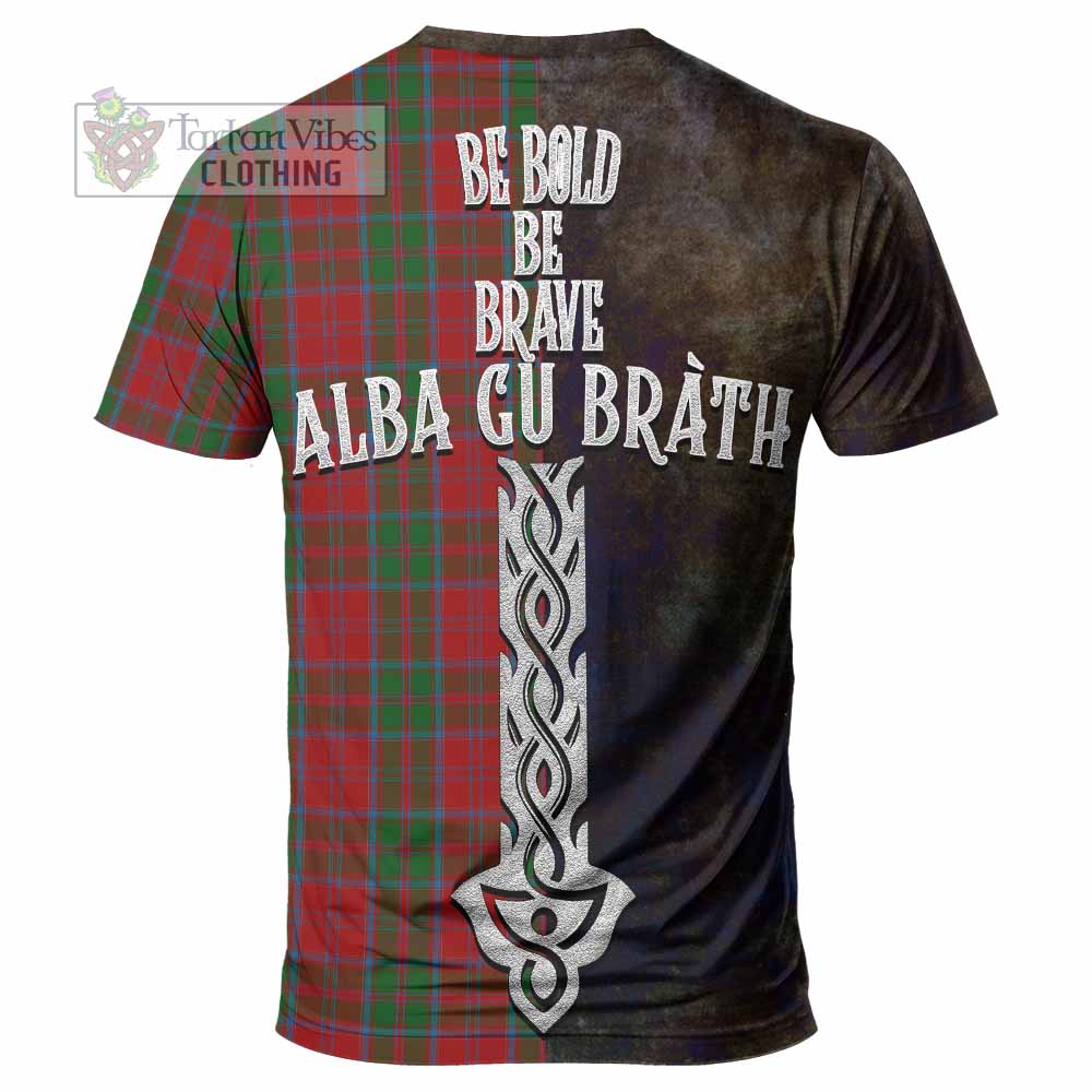 Tartan Vibes Clothing Drummond Tartan Family Crest T-Shirt Alba Gu Brath Be Brave Lion Ancient Style