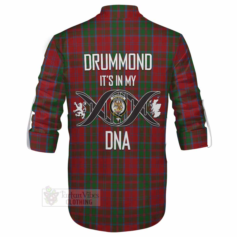 Tartan Vibes Clothing Drummond Tartan Ghillie Kilt Shirt with Family Crest DNA In Me Style