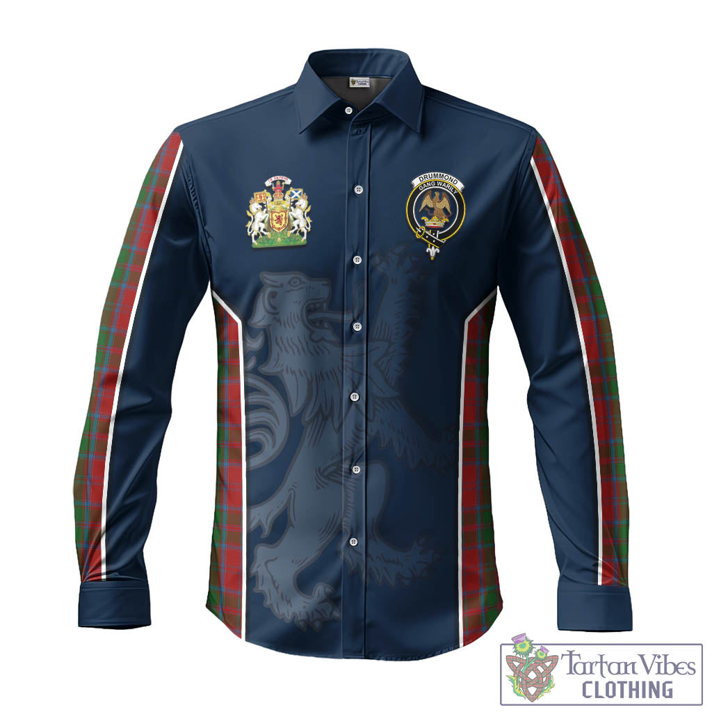 Tartan Vibes Clothing Drummond Tartan Long Sleeve Button Up Shirt with Family Crest and Lion Rampant Vibes Sport Style