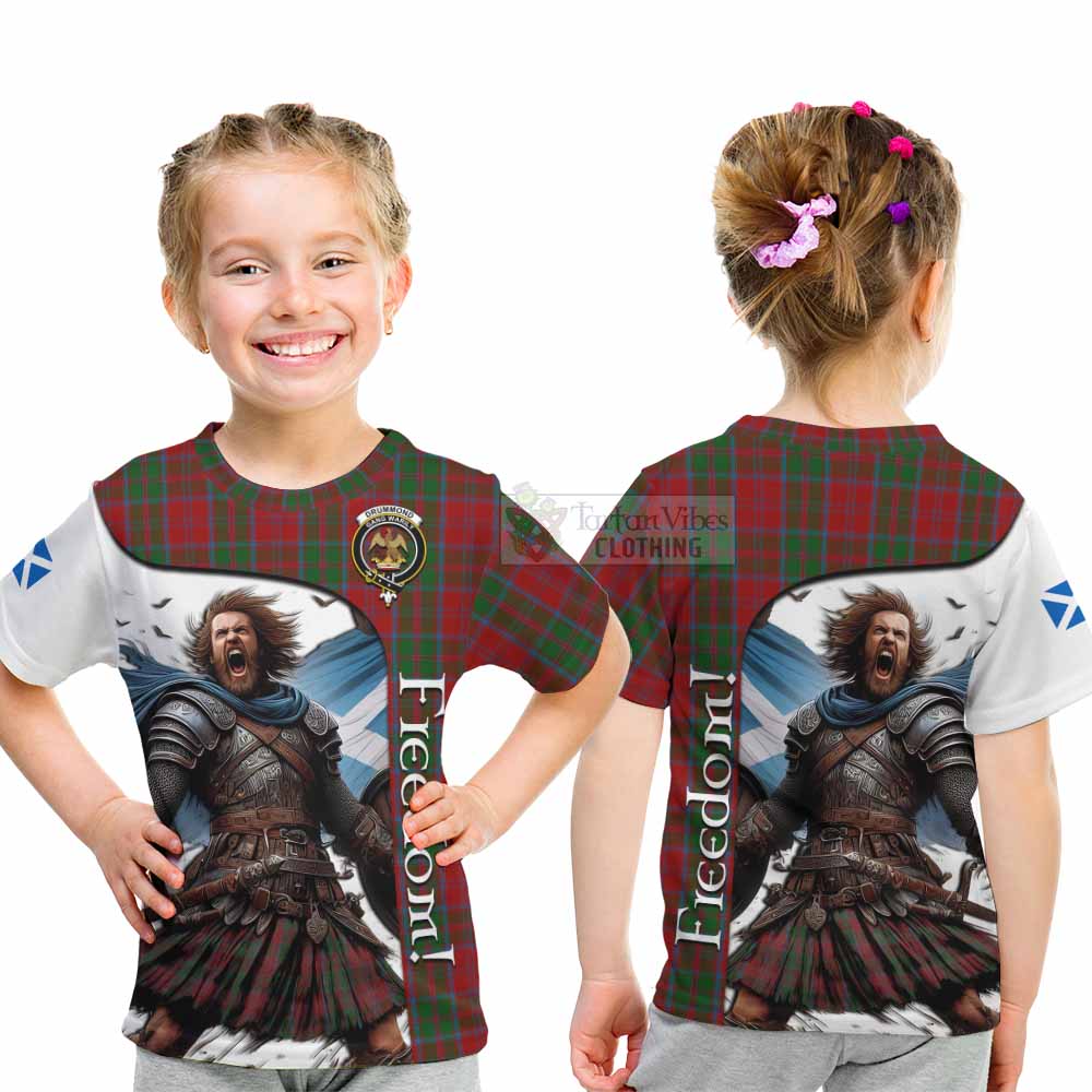 Tartan Vibes Clothing Drummond Crest Tartan Kid T-Shirt Inspired by the Freedom of Scottish Warrior