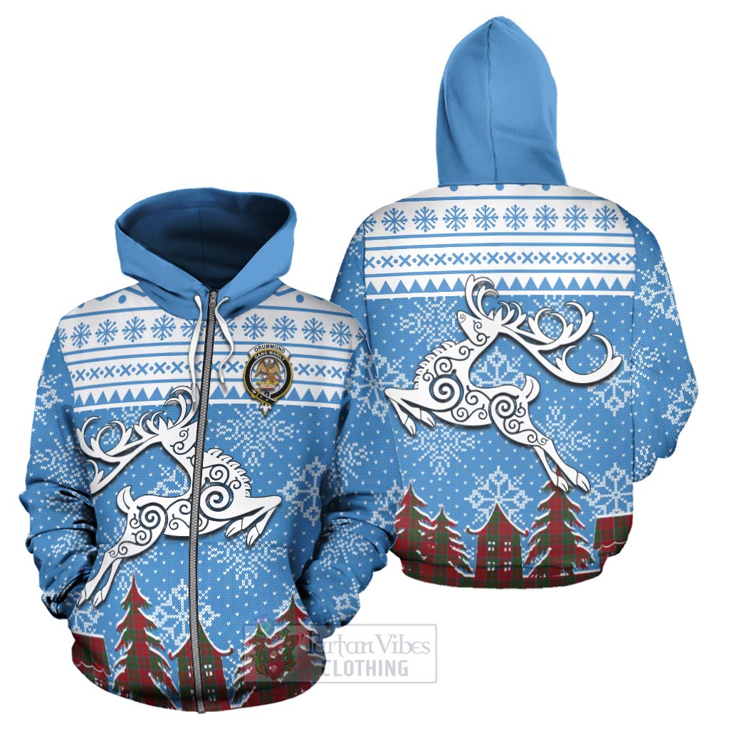 Tartan Vibes Clothing Drummond Clan Christmas Hoodie Celtic Reindeer Style