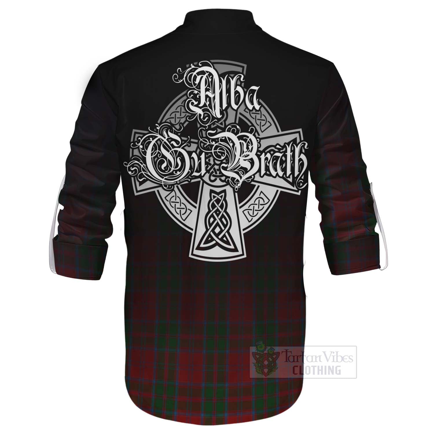 Tartan Vibes Clothing Drummond Tartan Ghillie Kilt Shirt Featuring Alba Gu Brath Family Crest Celtic Inspired