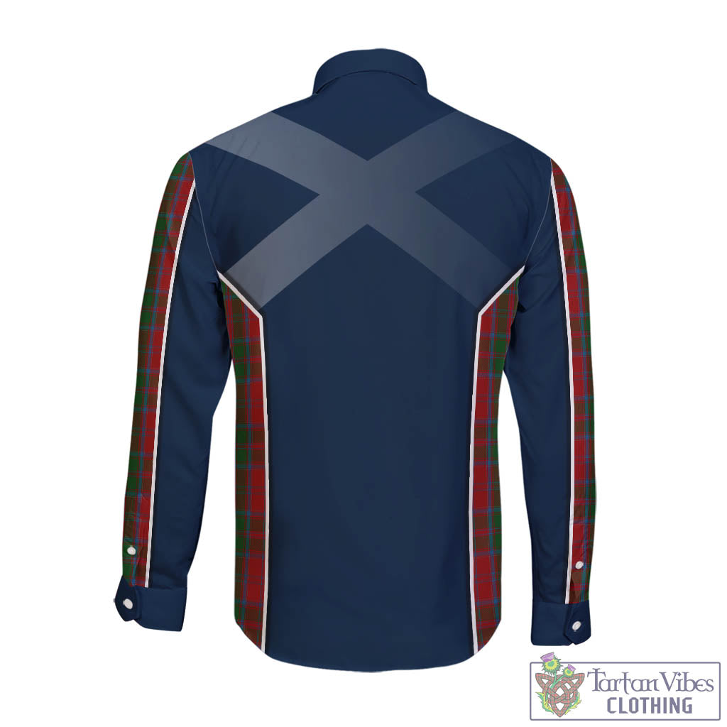 Tartan Vibes Clothing Drummond Tartan Long Sleeve Button Up Shirt with Family Crest and Scottish Thistle Vibes Sport Style