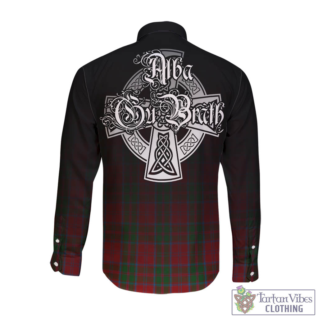 Tartan Vibes Clothing Drummond Tartan Long Sleeve Button Up Featuring Alba Gu Brath Family Crest Celtic Inspired