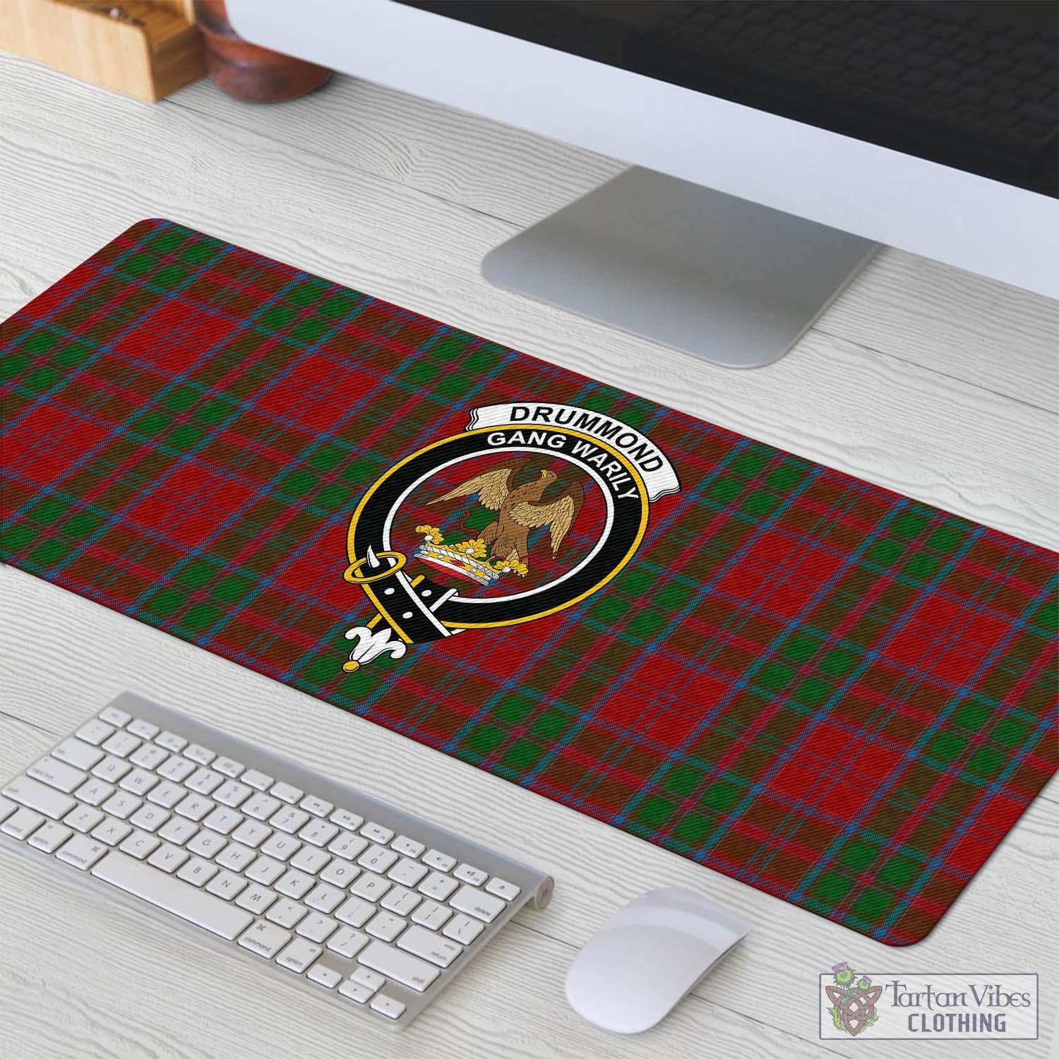 Tartan Vibes Clothing Drummond Tartan Mouse Pad with Family Crest