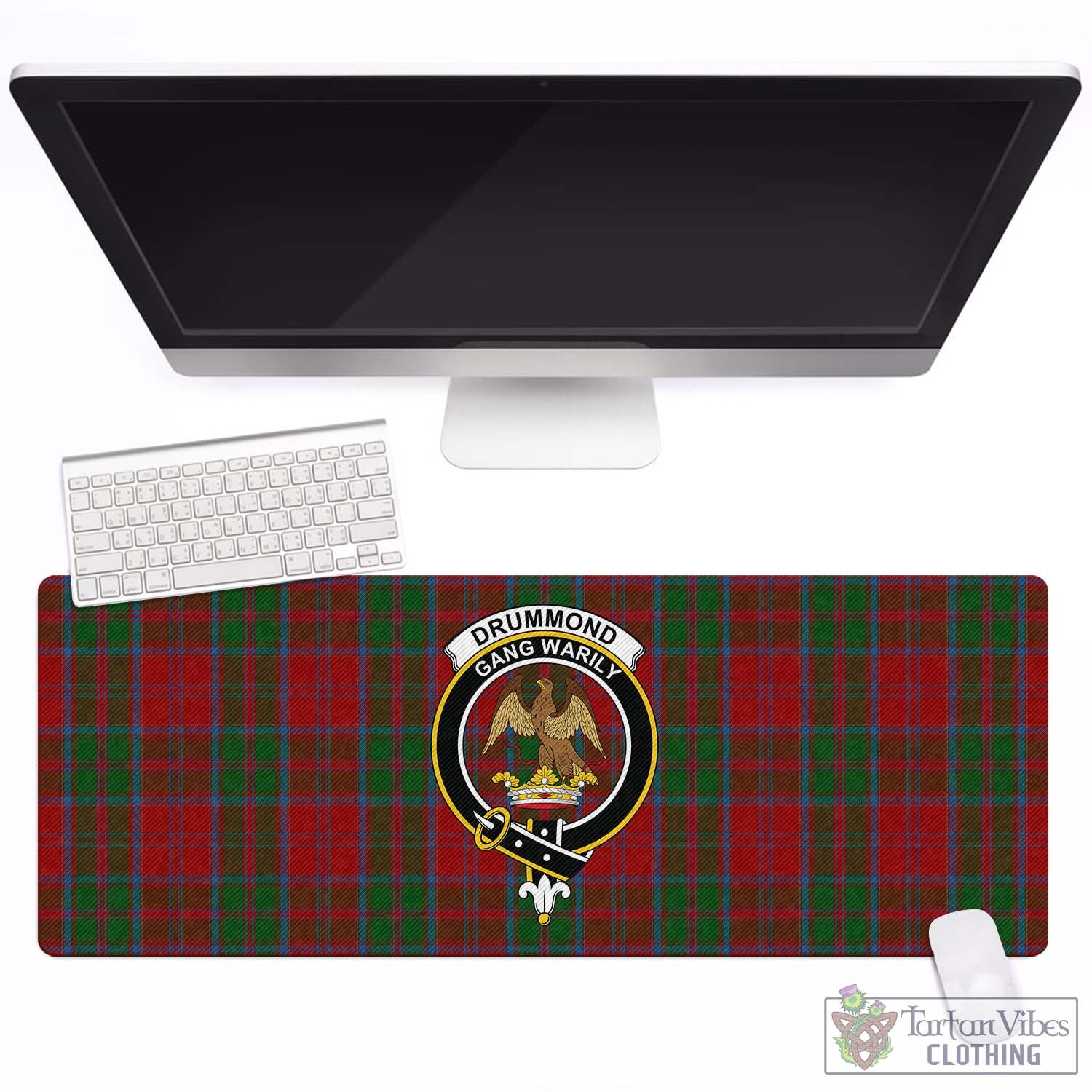 Tartan Vibes Clothing Drummond Tartan Mouse Pad with Family Crest