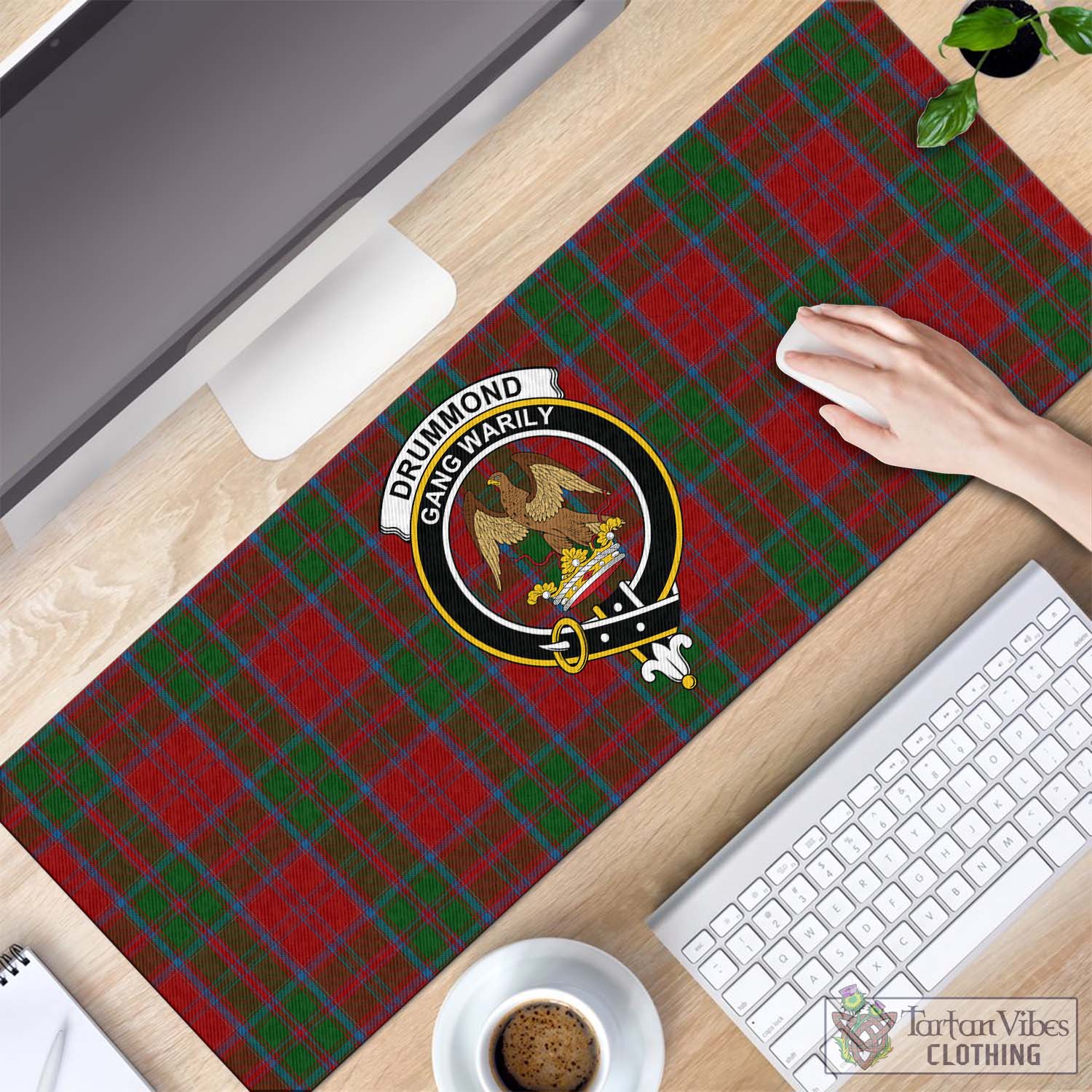 Tartan Vibes Clothing Drummond Tartan Mouse Pad with Family Crest