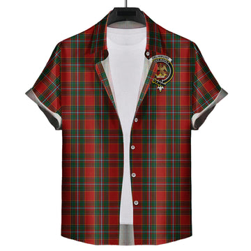Drummond Ancient Tartan Short Sleeve Button Down Shirt with Family Crest