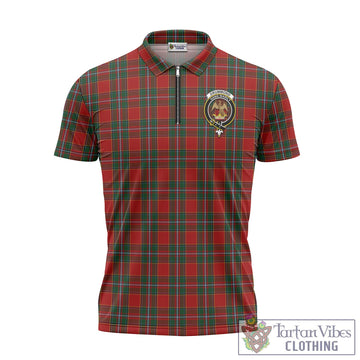 Drummond Ancient Tartan Zipper Polo Shirt with Family Crest