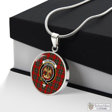 Drummond Ancient Tartan Circle Necklace with Family Crest
