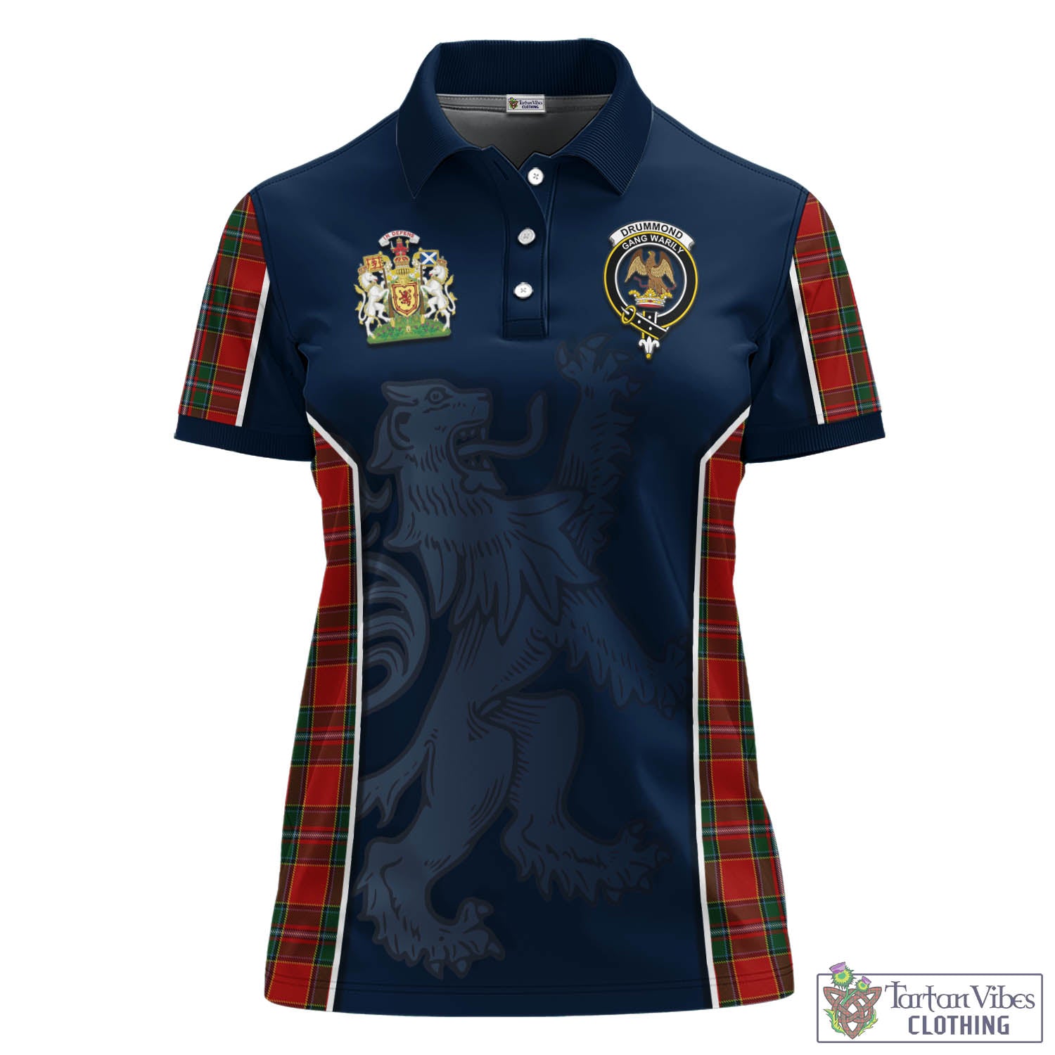 Tartan Vibes Clothing Drummond Ancient Tartan Women's Polo Shirt with Family Crest and Lion Rampant Vibes Sport Style