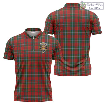 Drummond Ancient Tartan Zipper Polo Shirt with Family Crest
