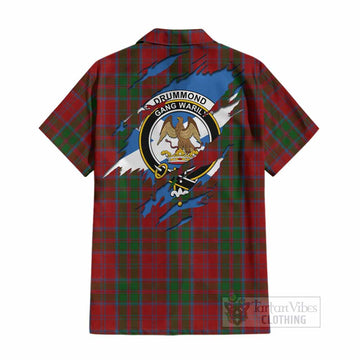 Drummond Clan Crest In Me Tartan Cotton Hawaiian Shirt Scotland Flag Style