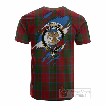 Drummond Clan Crest In Me Tartan Cotton T-shirt Scotland Flag Style