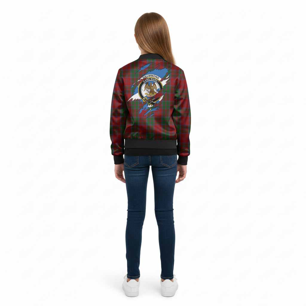 Drummond Clan Crest In Me Tartan Kid Bomber Jacket Scotland Flag Style
