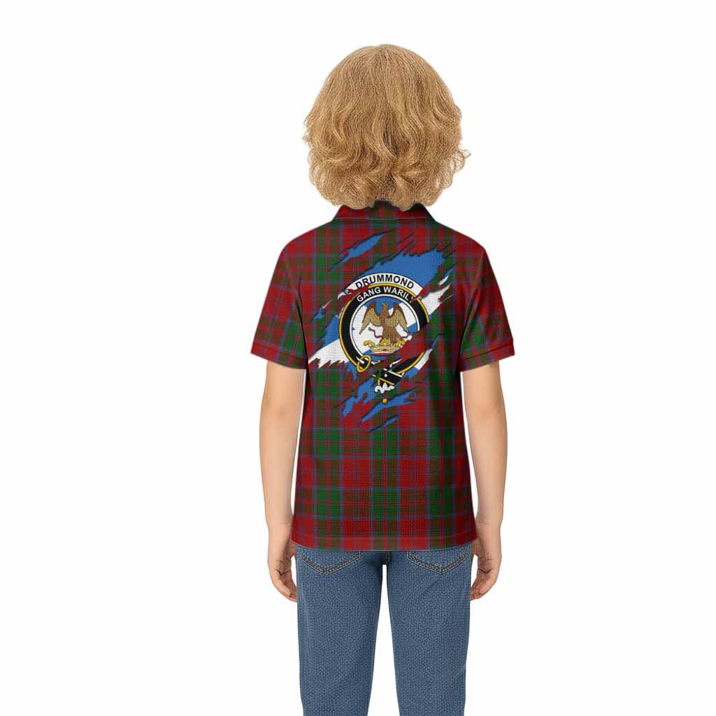 Drummond Clan Crest In Me Tartan Kid Polo Shirt Scotland Flag Style