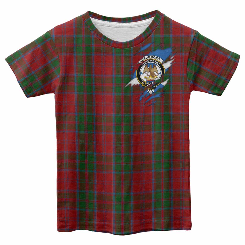 Drummond Clan Crest In Me Tartan Kid T-shirt Scotland Flag Style