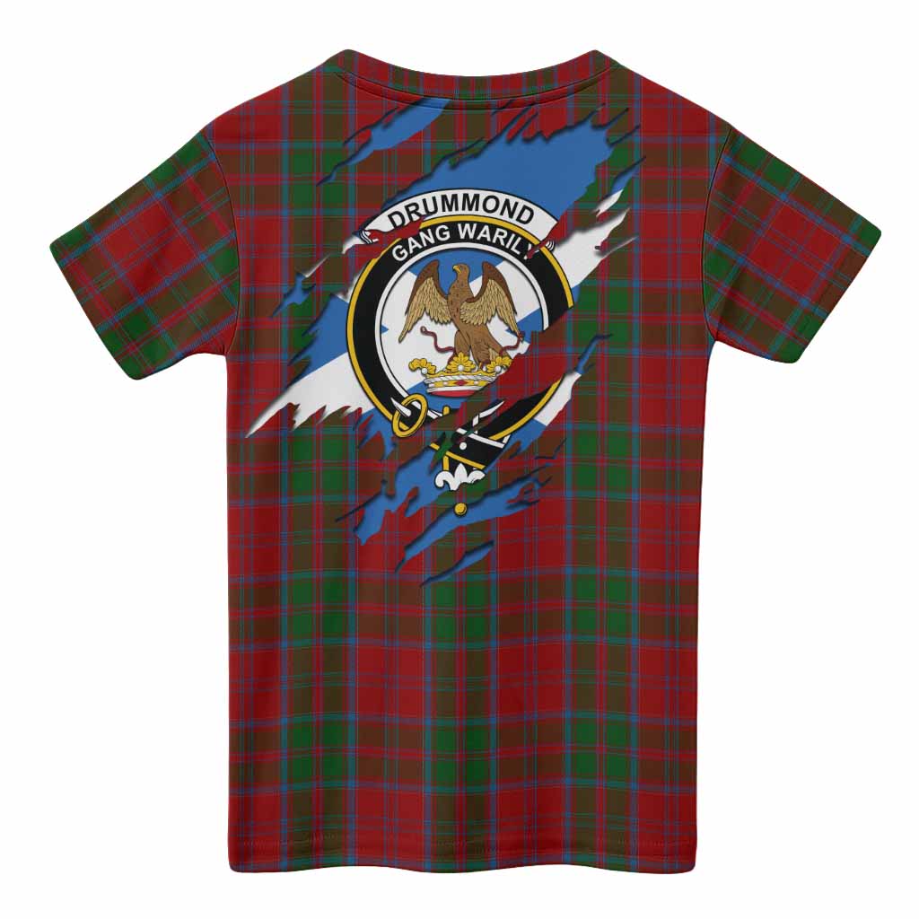Drummond Clan Crest In Me Tartan Kid T-shirt Scotland Flag Style