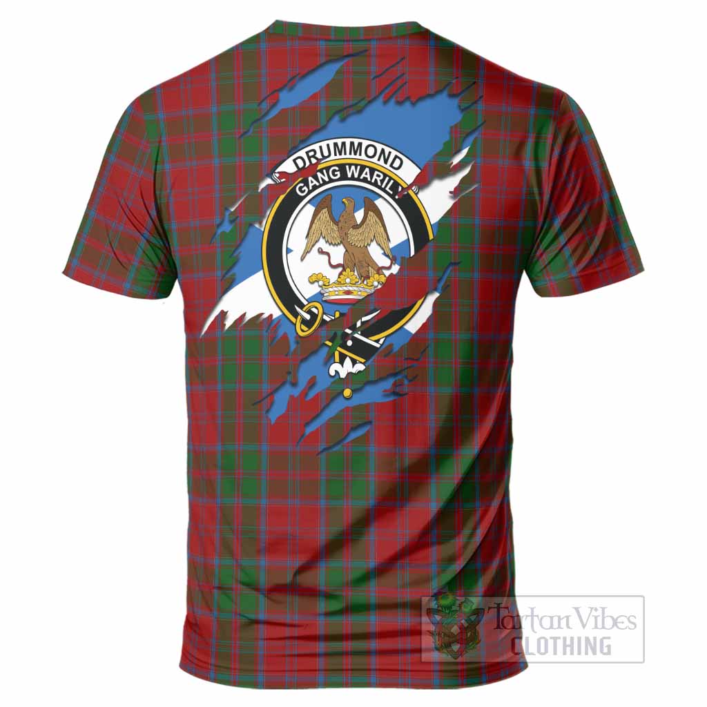 Drummond Clan Crest In Me Tartan T-Shirt Scotland Flag Style