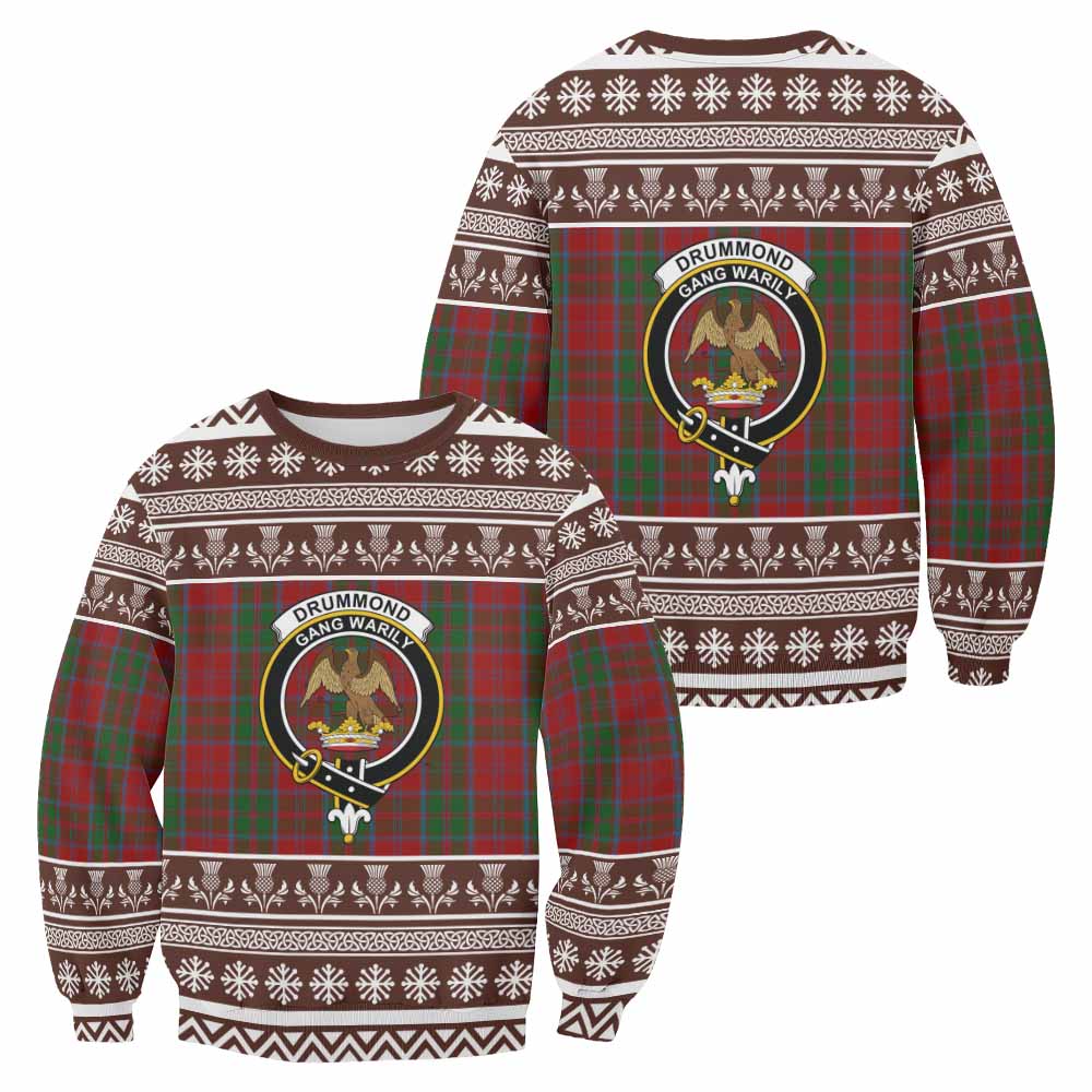 Drummond Clan Tartan Christmas Sweatshirt with Family Crest - Tartan Vibes Clothing