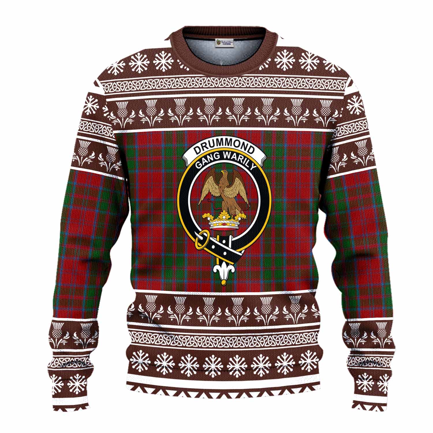 Drummond Clan Tartan Christmas Ugly Sweater with Family Crest - Tartan Vibes Clothing