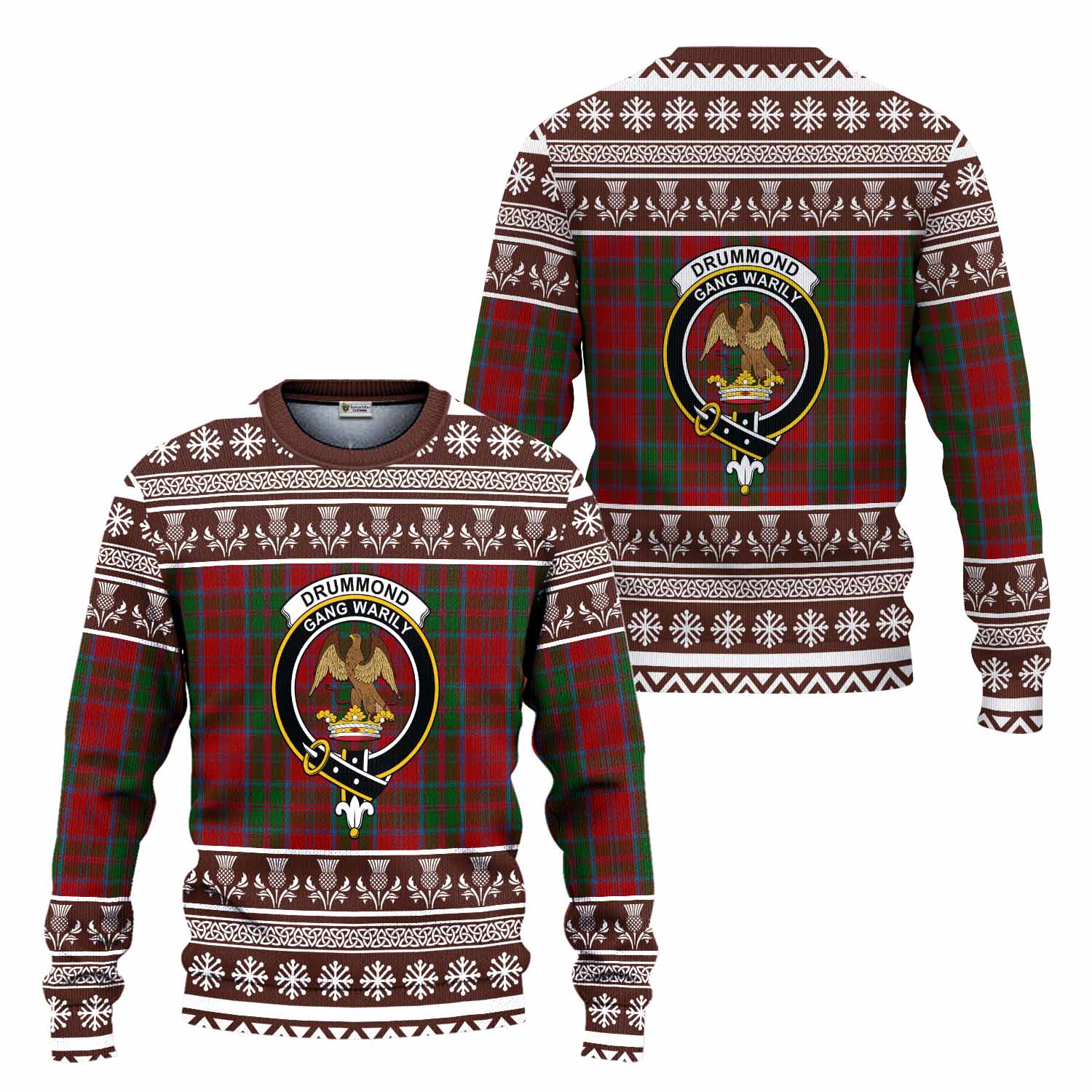 Drummond Clan Tartan Christmas Ugly Sweater with Family Crest - Tartan Vibes Clothing
