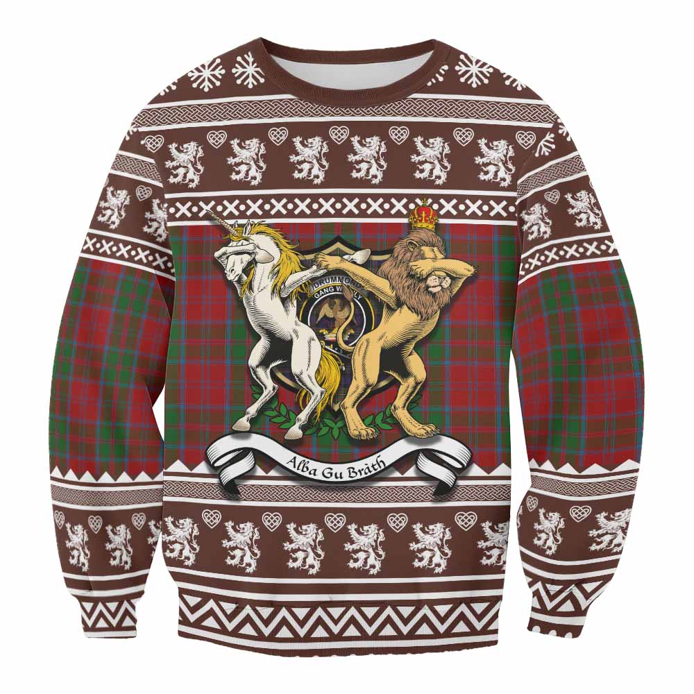 Drummond Clan Tartan Crest Christmas Sweatshirt Coat of Arms Funny Style - Tartan Vibes Clothing