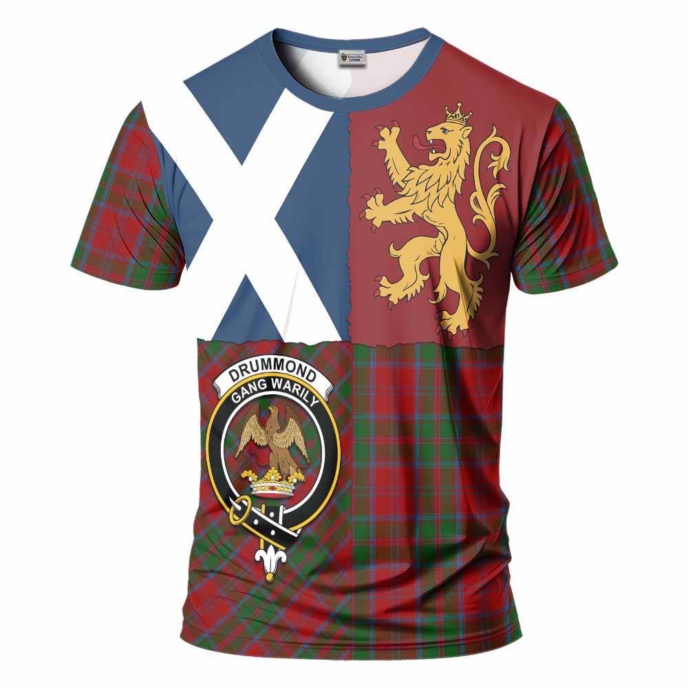 Drummond Crest Tartan T-Shirt with Lion Rampant Saltire Style