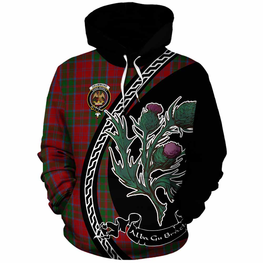 Drummond Family Crest Tartan Cotton Hoodie Alba Thistle Inspired - Tartan Vibes Clothing