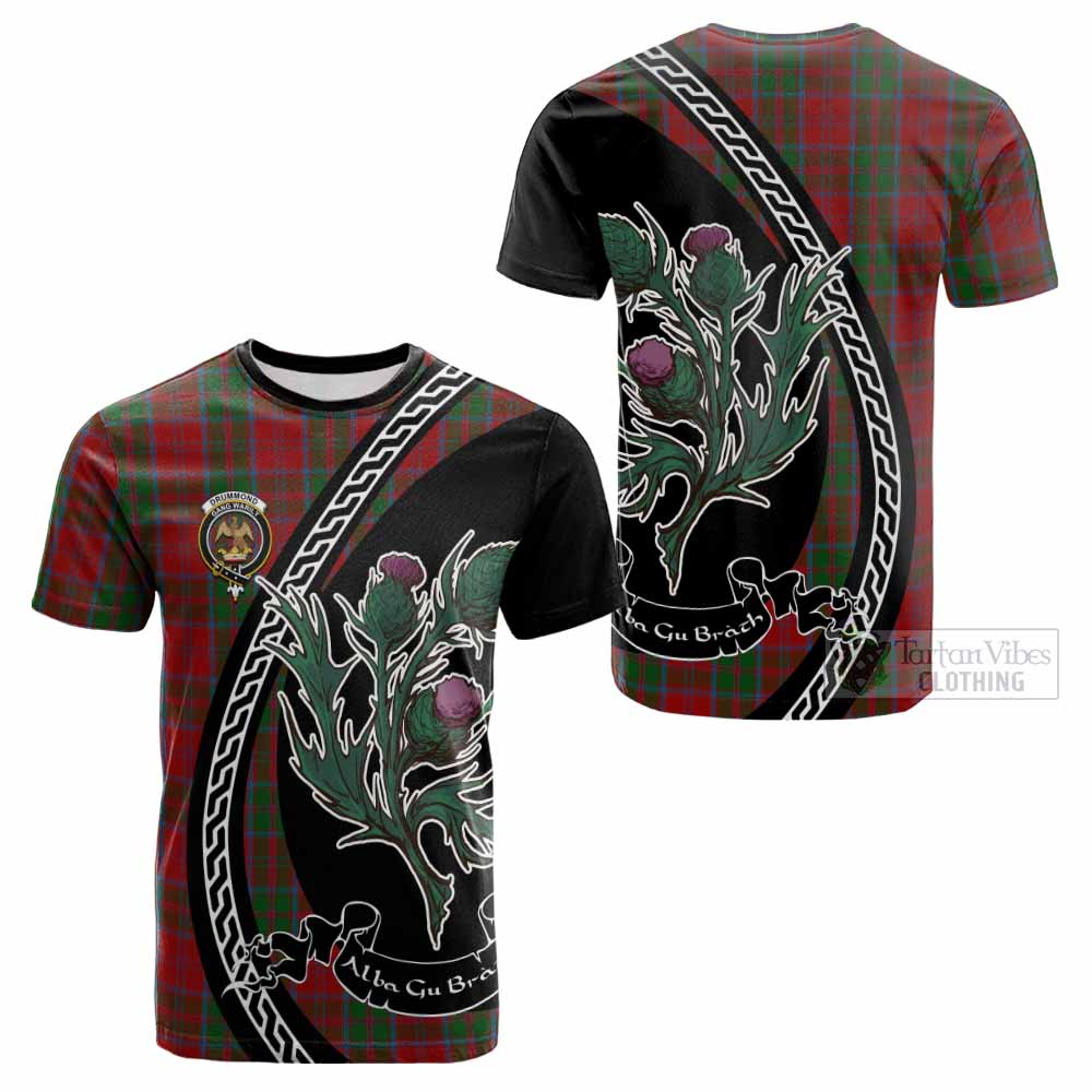 Drummond Family Crest Tartan Cotton T-shirt Alba Thistle Inspired - Tartan Vibes Clothing