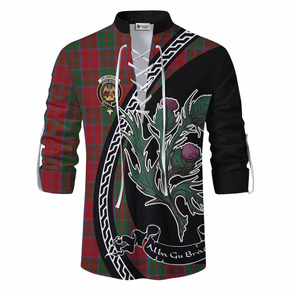 Drummond Family Crest Tartan Ghillie Shirt Alba Thistle Inspired - Tartan Vibes Clothing