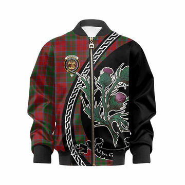 Drummond Family Crest Tartan Kid Bomber Jacket Alba Thistle Inspired - Tartan Vibes Clothing
