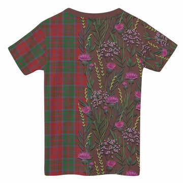 Drummond Family Crest Tartan Kid T-shirt Scottish Thistle Flower Pattern Half Style - Tartan Vibes Clothing