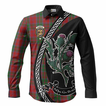 Drummond Family Crest Tartan Long Sleeve Button Shirts Alba Thistle Inspired